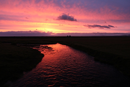 Pinker Fluss des Seljalandsfoss